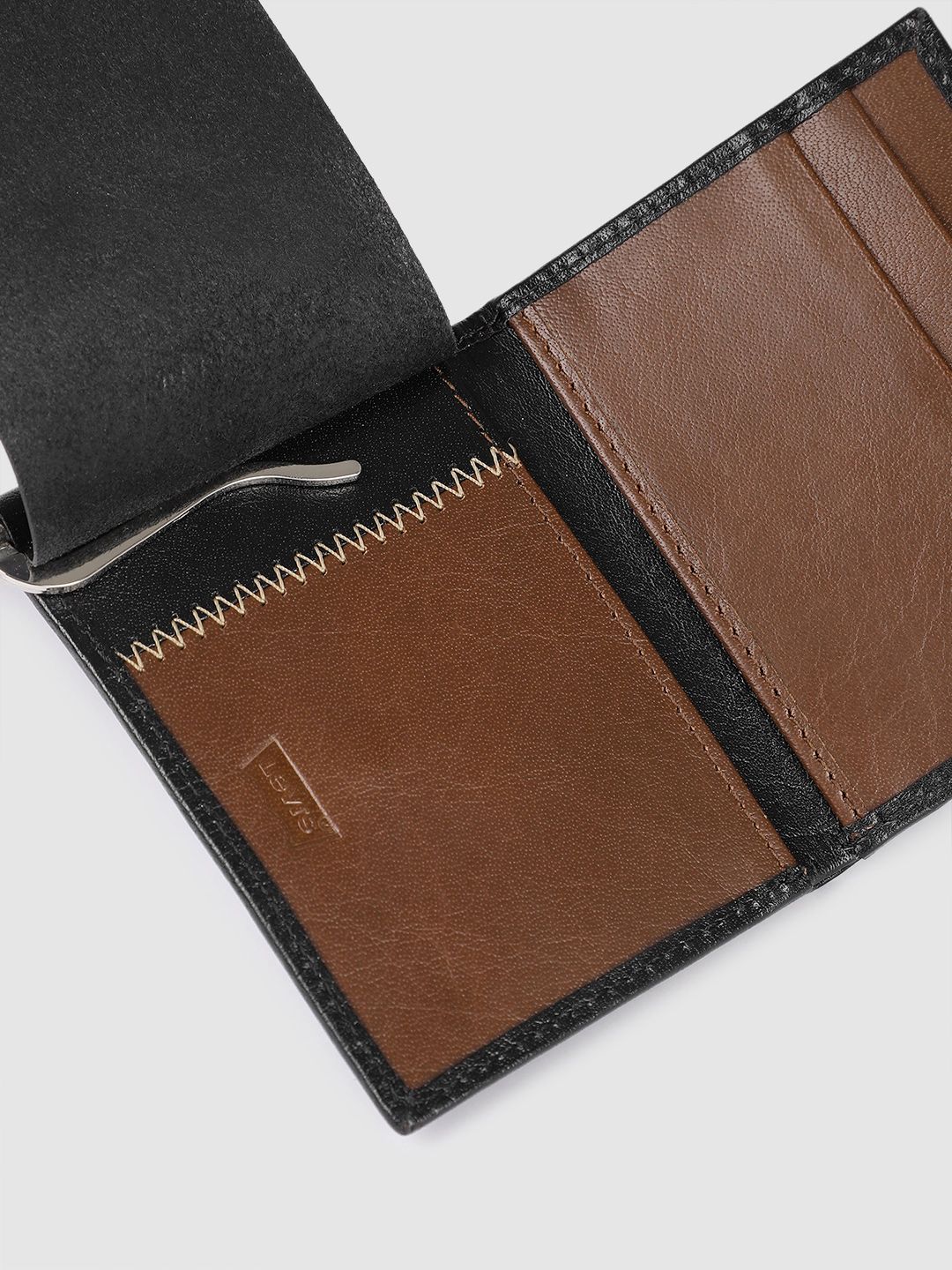 Men's Black Solid Card Holder - 706dfe75-9294-448b-99dd-198e6cefabad1742210059386-Men-Black--Tan-solid-Leather-Cardholder-9851742210058943-5 View