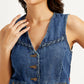 Women's Solid Blue Denim Waistcoat - 70ff8c20ed095734c0011479f4a6a74c View