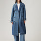 Women's Solid Blue Denim Trench Coat - 7171f44c9faab9427f399524fe455953 View