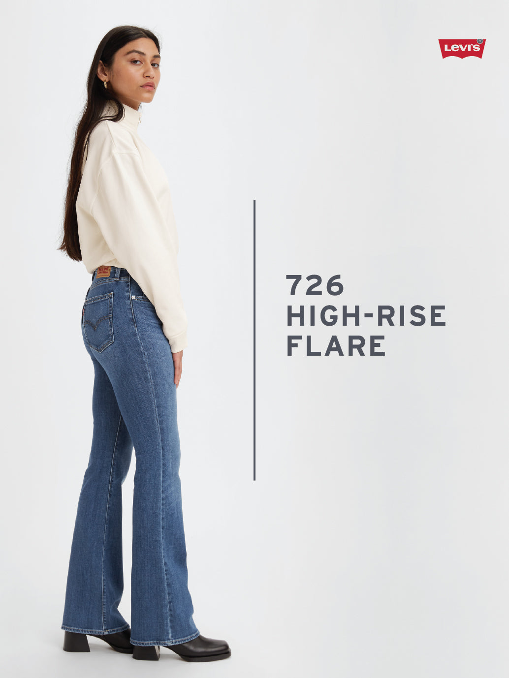 Women's 726 Blue Slim Flare Fit High Rise Jeans - b16c9454-d614-4228-bf0c-deb56357f3c7 View