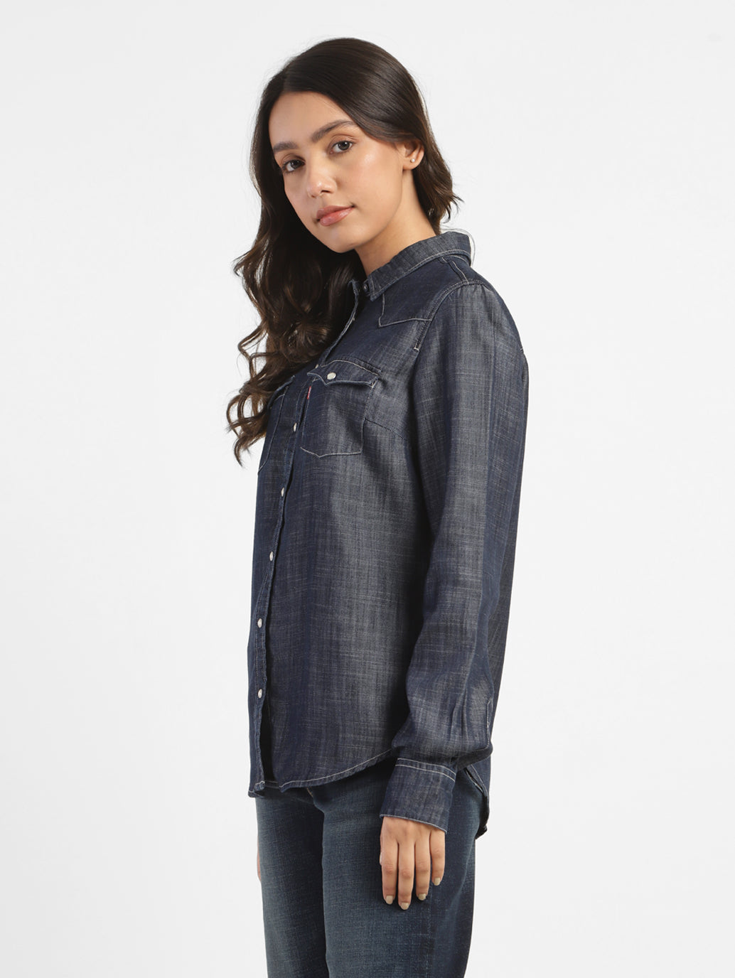 Women's Solid Spread Collar Shirt