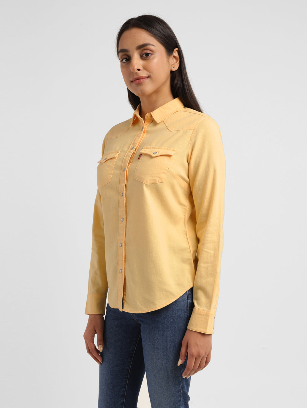 Women's Solid Spread Collar Shirt