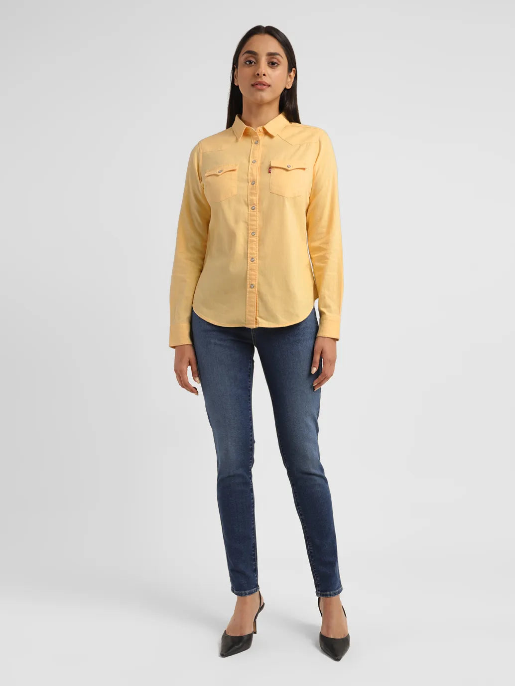 Women's Solid Spread Collar Shirt