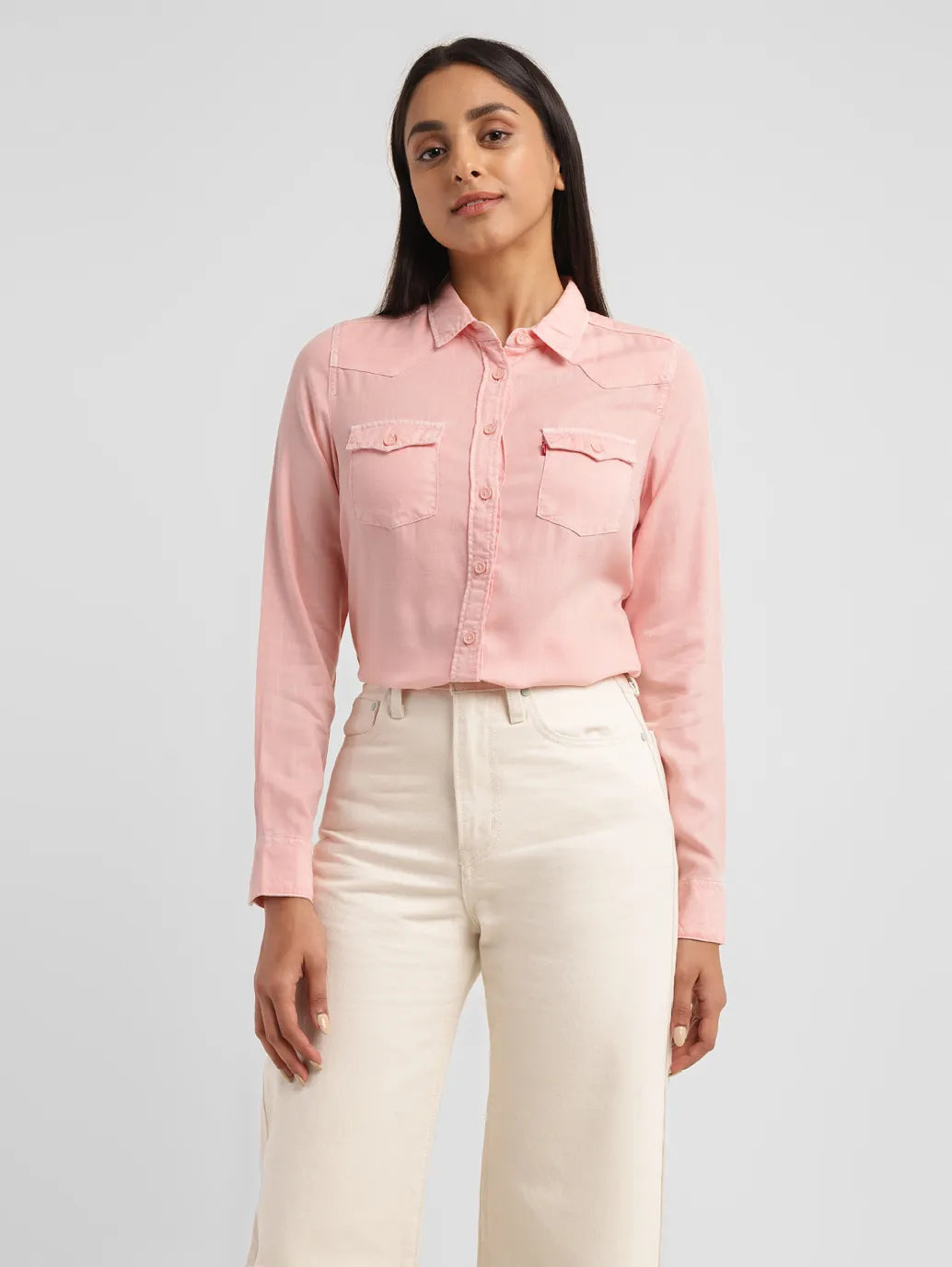 Women's Solid Spread Collar Shirt