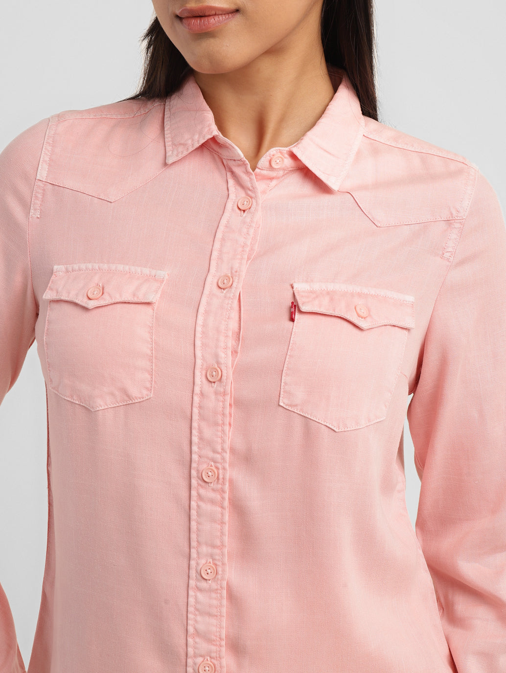 Women's Solid Spread Collar Shirt