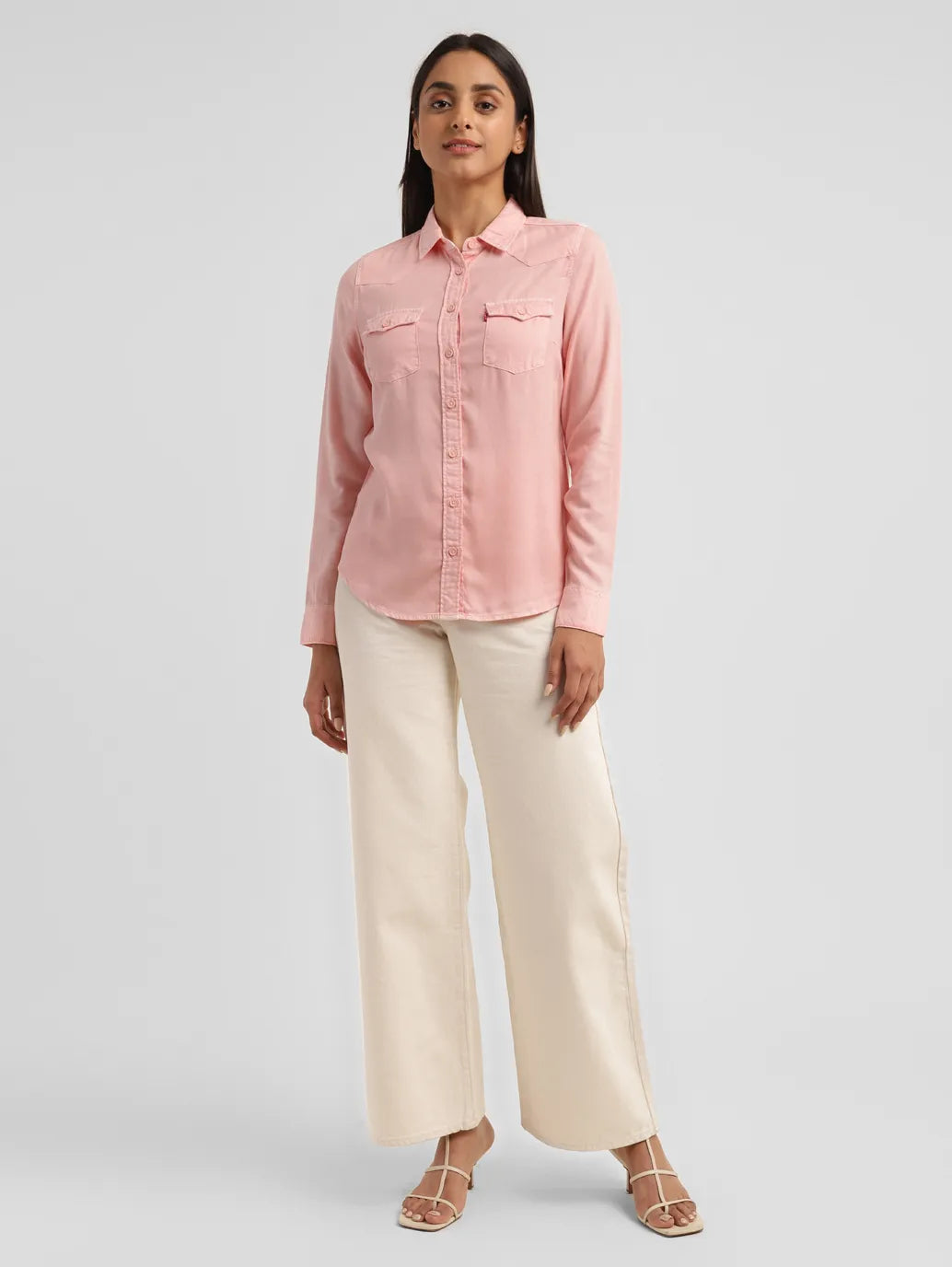 Women's Solid Spread Collar Shirt