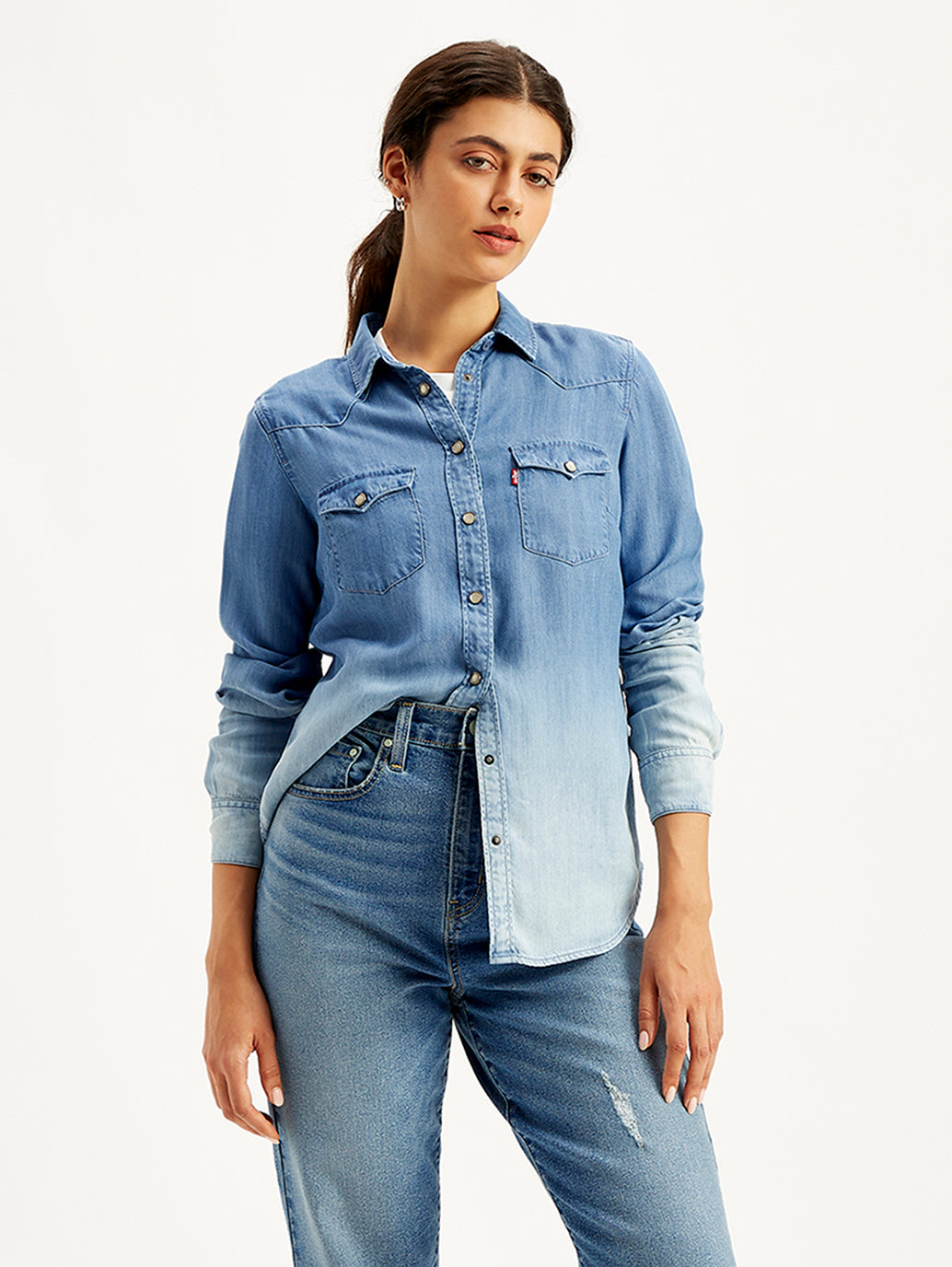 Women's Solid Regular Fit Denim Shirt