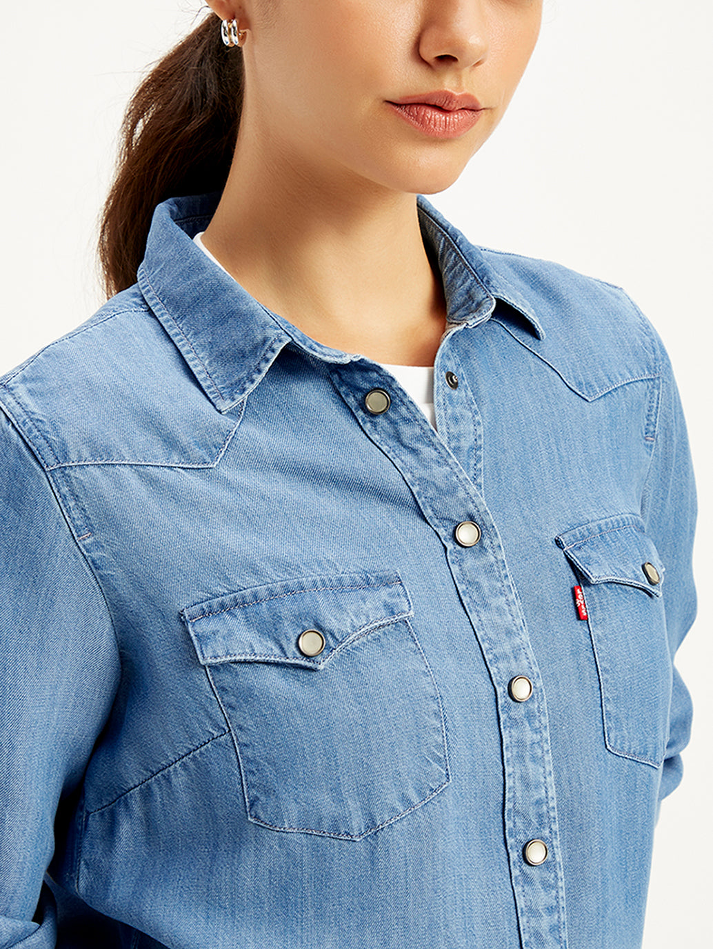 Women's Solid Regular Fit Denim Shirt