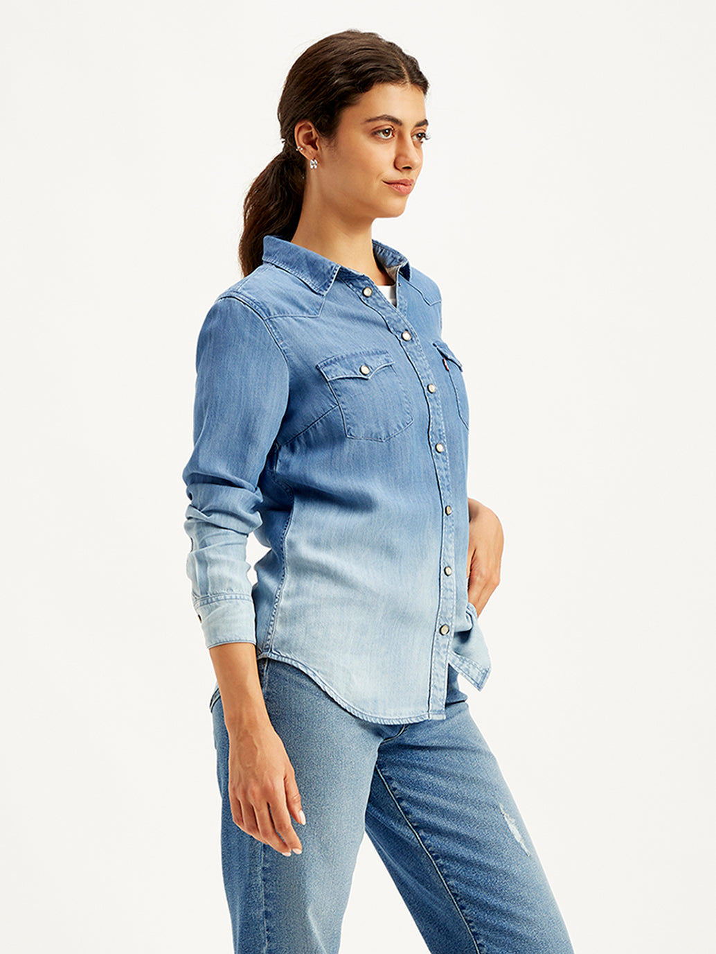 Women's Solid Regular Fit Denim Shirt