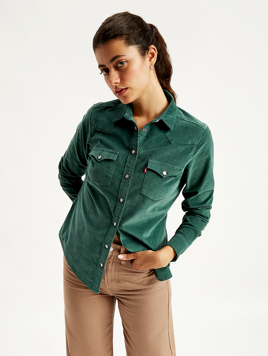 Women's Solid Regular Fit Shirt - Elevated View