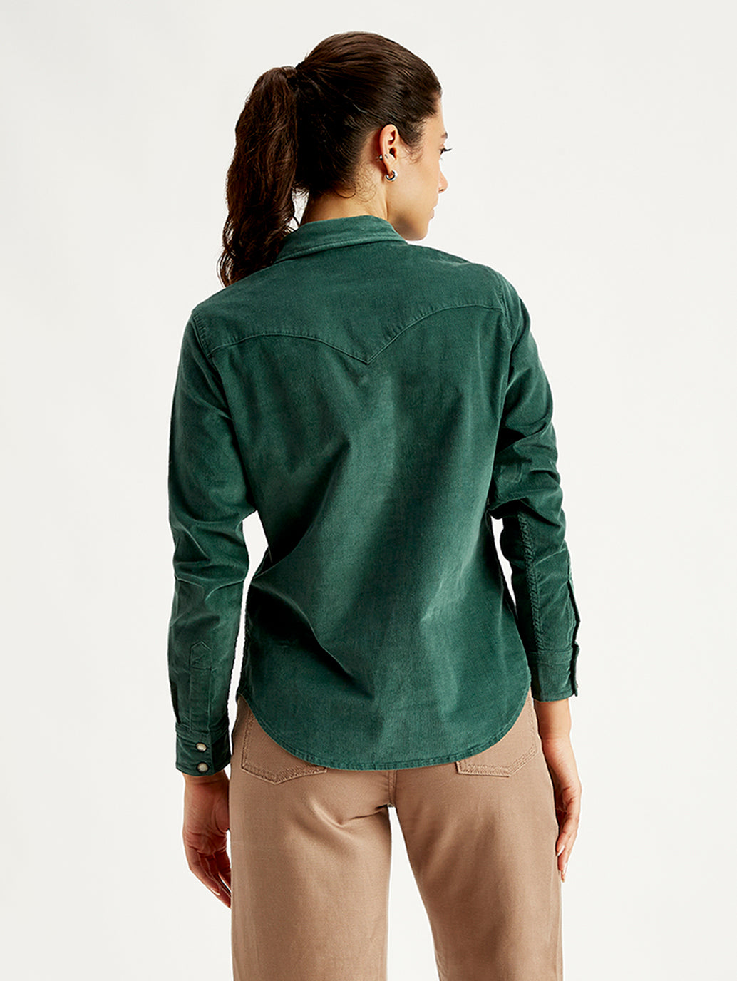 Women's Solid Regular Fit Shirt - Back View