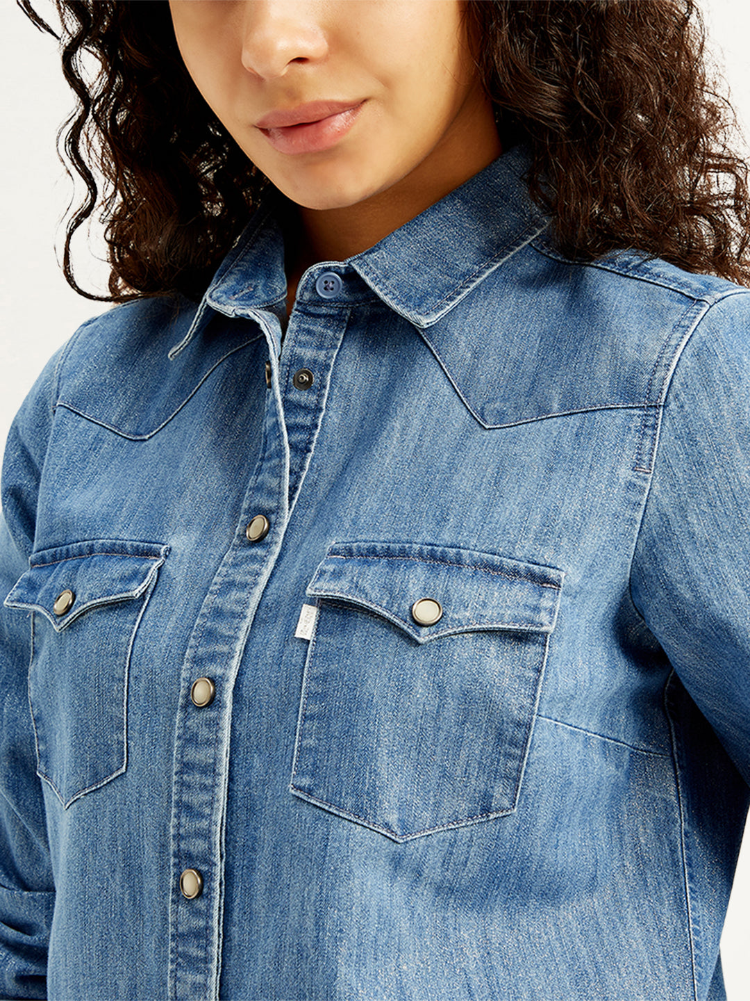 Women's Solid Regular Fit Denim Shirt