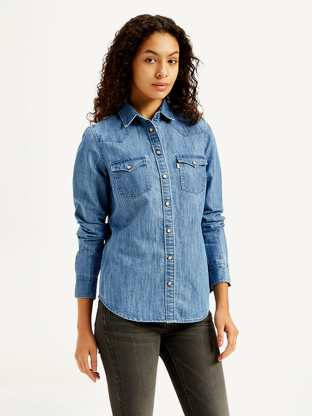 Women's Solid Regular Fit Denim Shirt