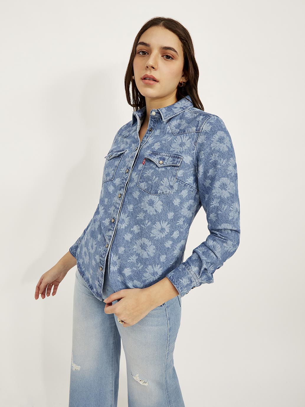 Women's Floral Spread Collar Shirt