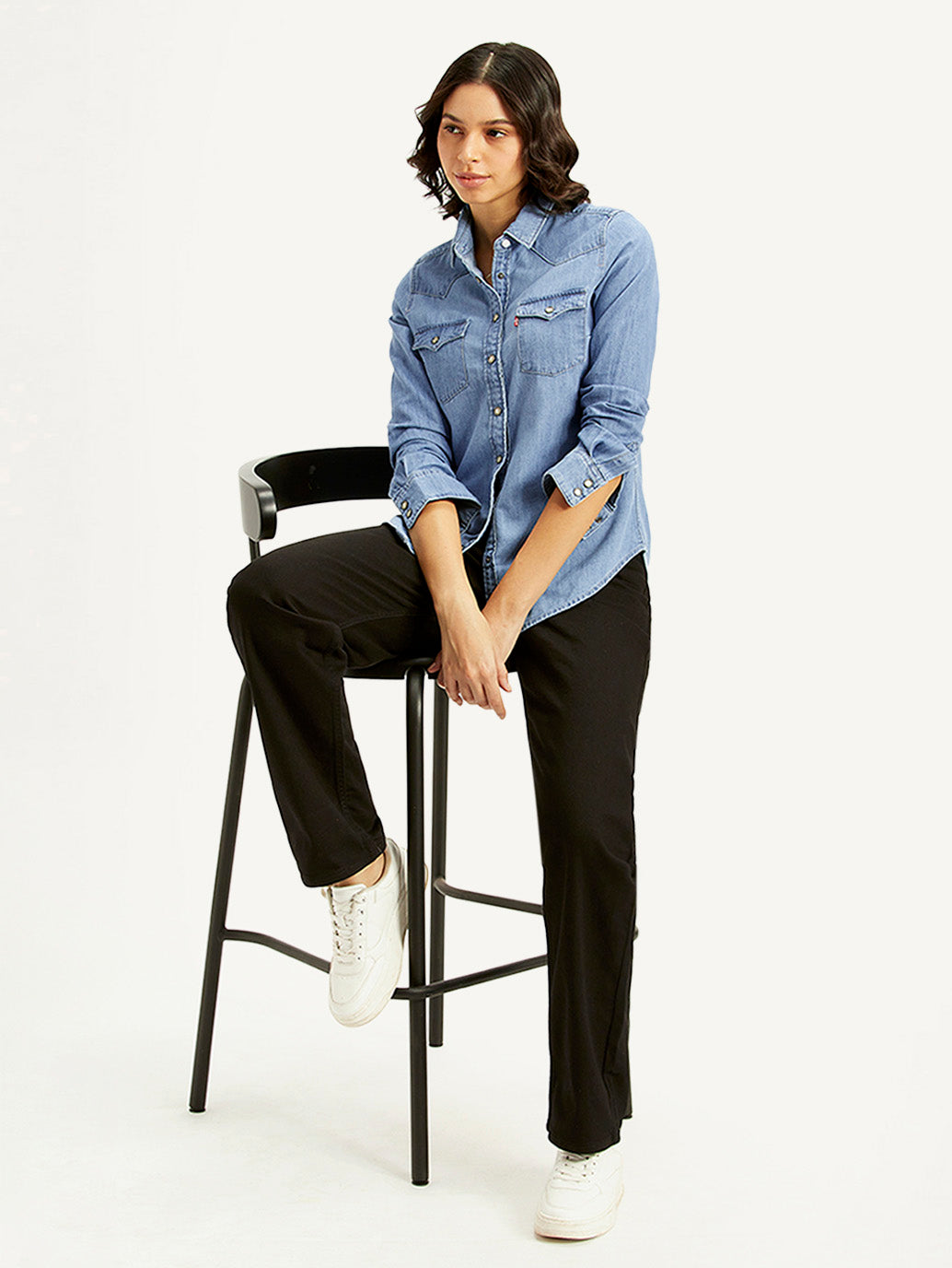 Women's Solid Regular Fit Denim Shirt