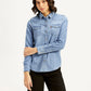 Women's Solid Regular Fit Denim Shirt - Front View