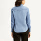 Women's Solid Regular Fit Denim Shirt - Back View