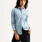Women's Solid Spread Collar Denim Shirt - Styleshot View