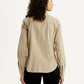 Women's Solid Beige Spread Collar Shirt - Back View