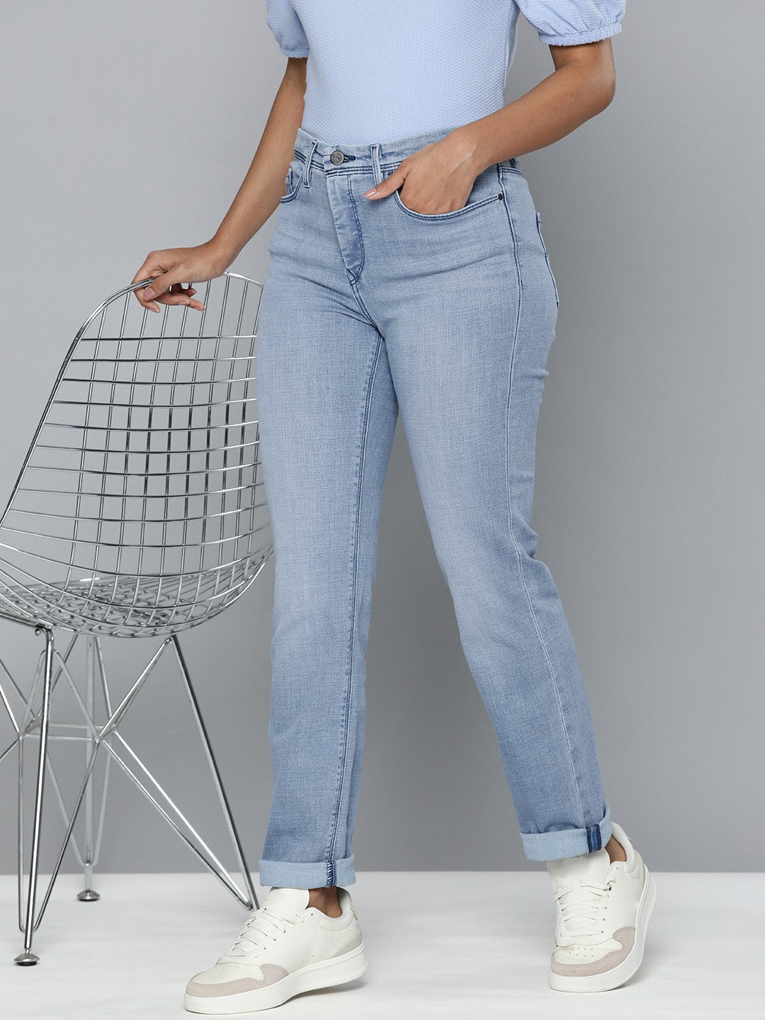 Women's Redloop 312 Blue Straight Fit Mid Rise Jeans