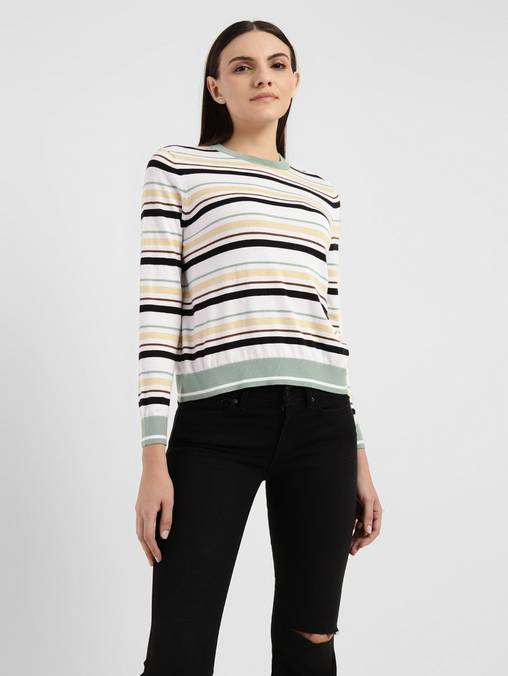 Women's Striped Round Neck Sweater