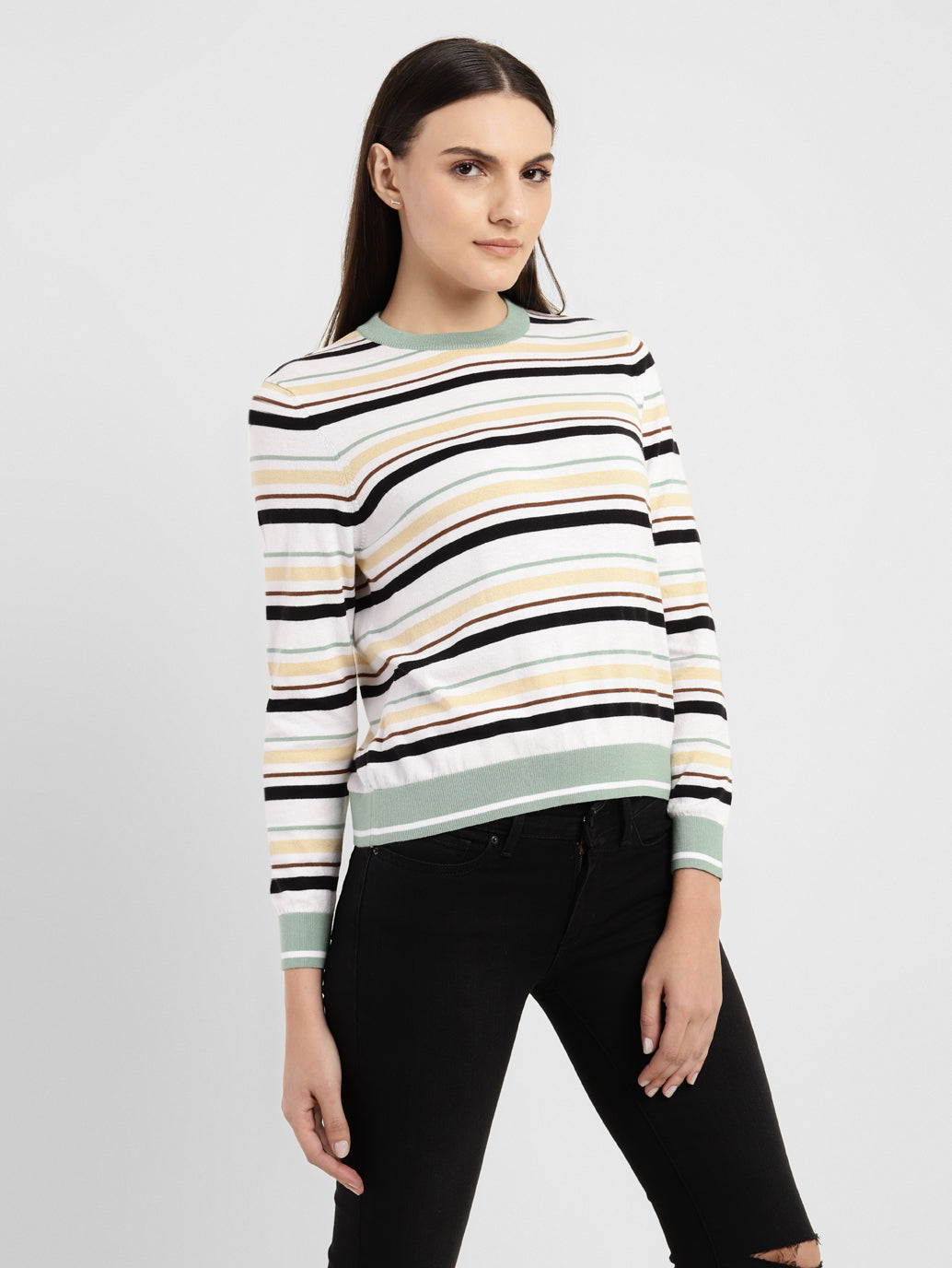 Women's Striped Round Neck Sweater