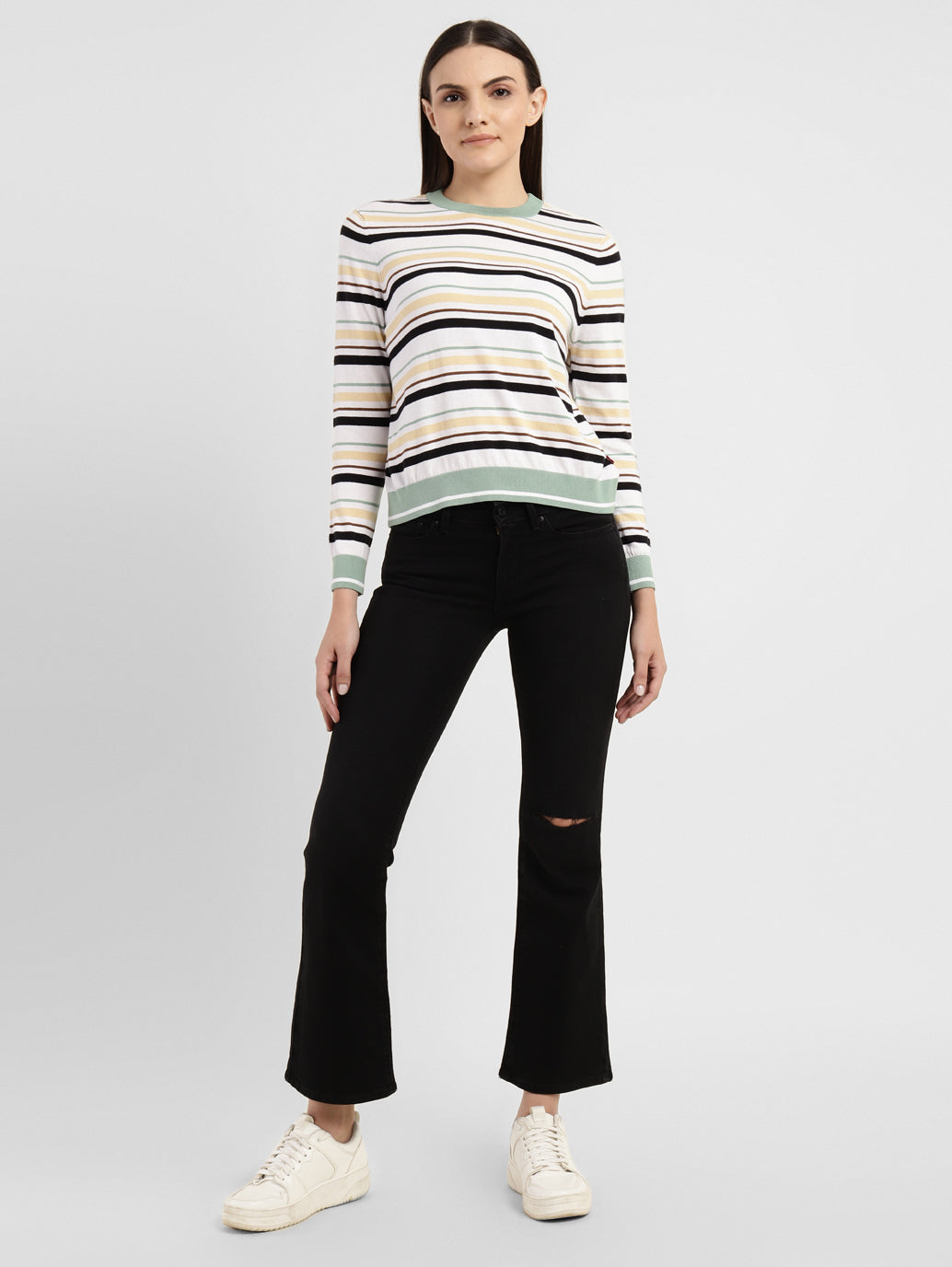 Women's Striped Round Neck Sweater