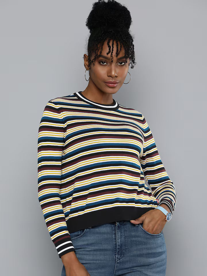 Women's Striped Crew Neck Sweater