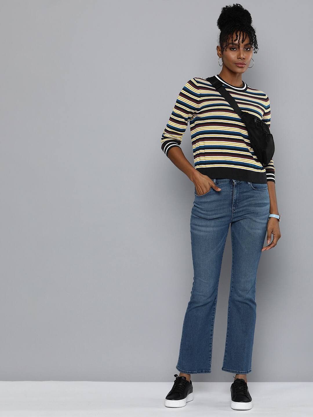 Women's Striped Crew Neck Sweater