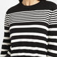 Women's Striped Black Spread Collar Sweater
