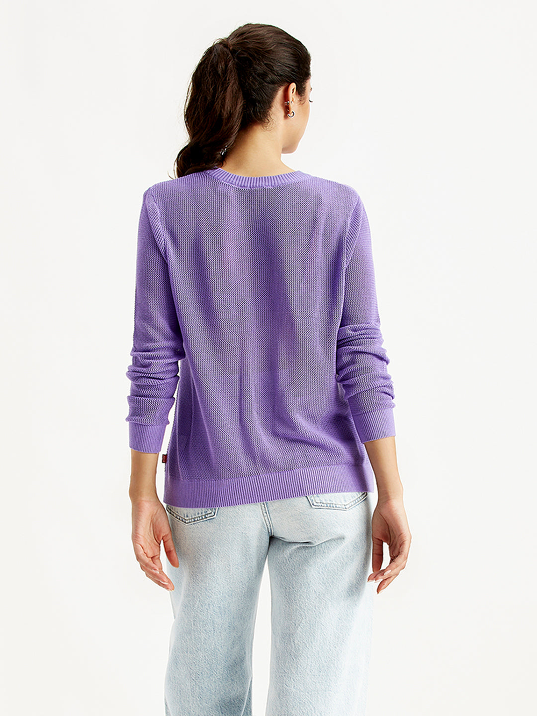 Women's Brand Logo Purple Crew Neck Sweater