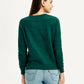 Women's Self-Design Dark Green Crew Neck Sweater - Back View