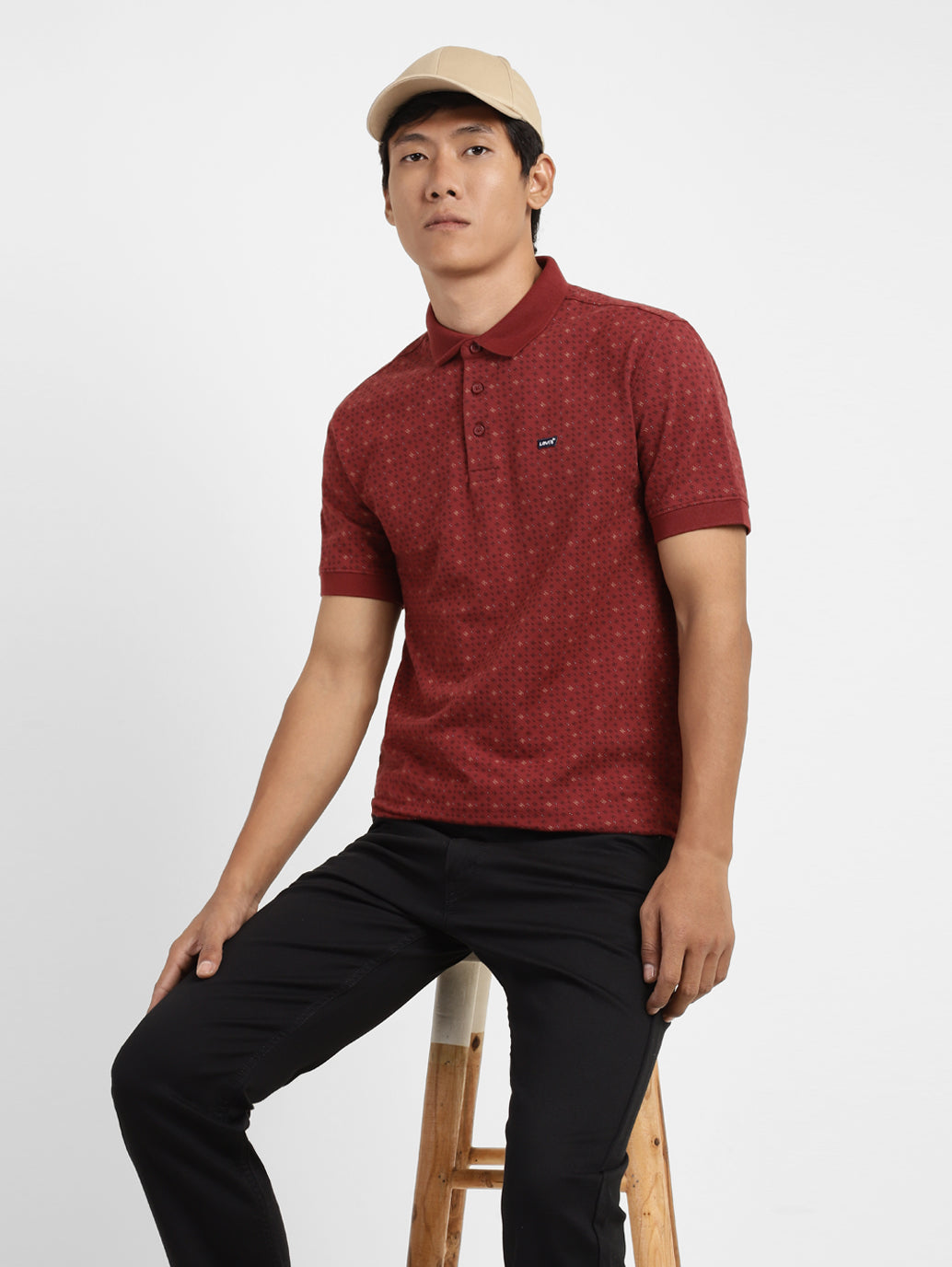 Men's Geometric Print Polo T-shirt