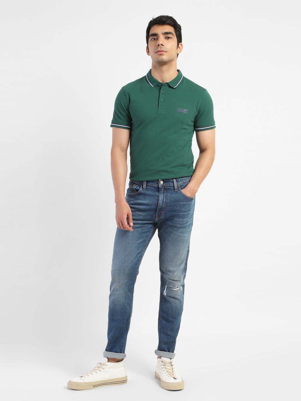 Men's Solid Polo T-shirt Green