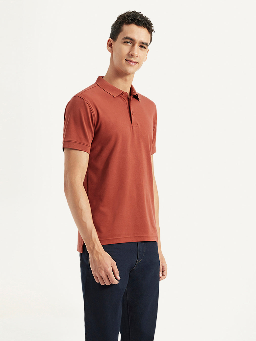 Men's Solid Slim Fit Polo T-shirt - f2a0b98b-202f-473d-b6e4-b95817ebf643 View