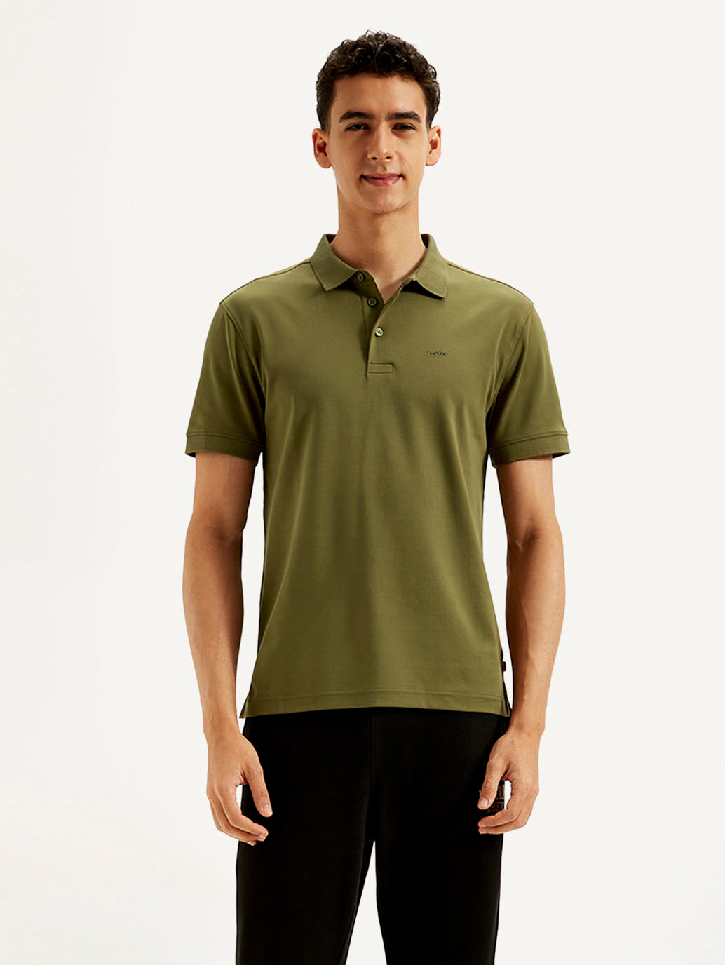 Men's Solid Slim Fit Polo T-shirt - Front View