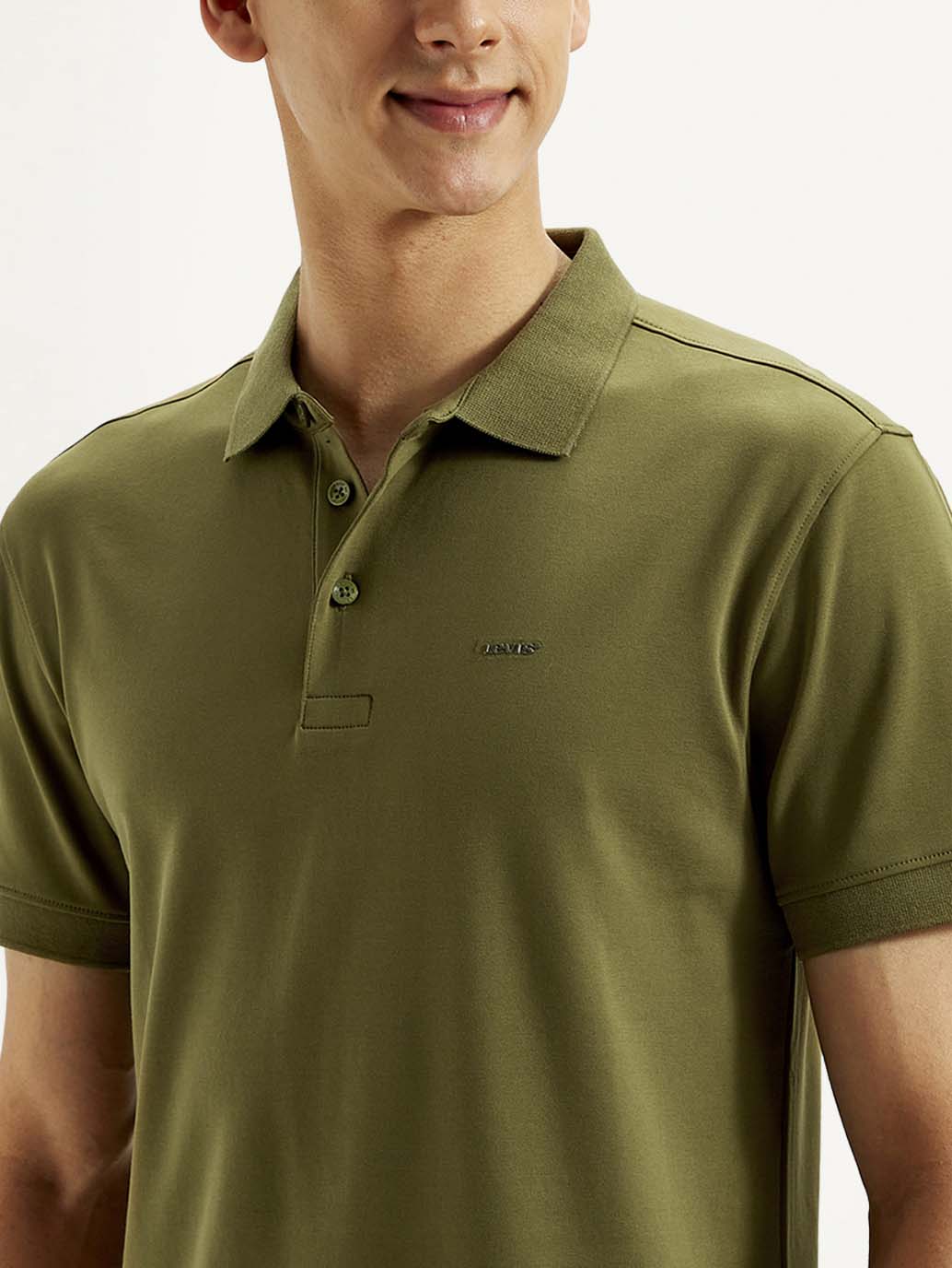 Men's Solid Slim Fit Polo T-shirt - Detail View