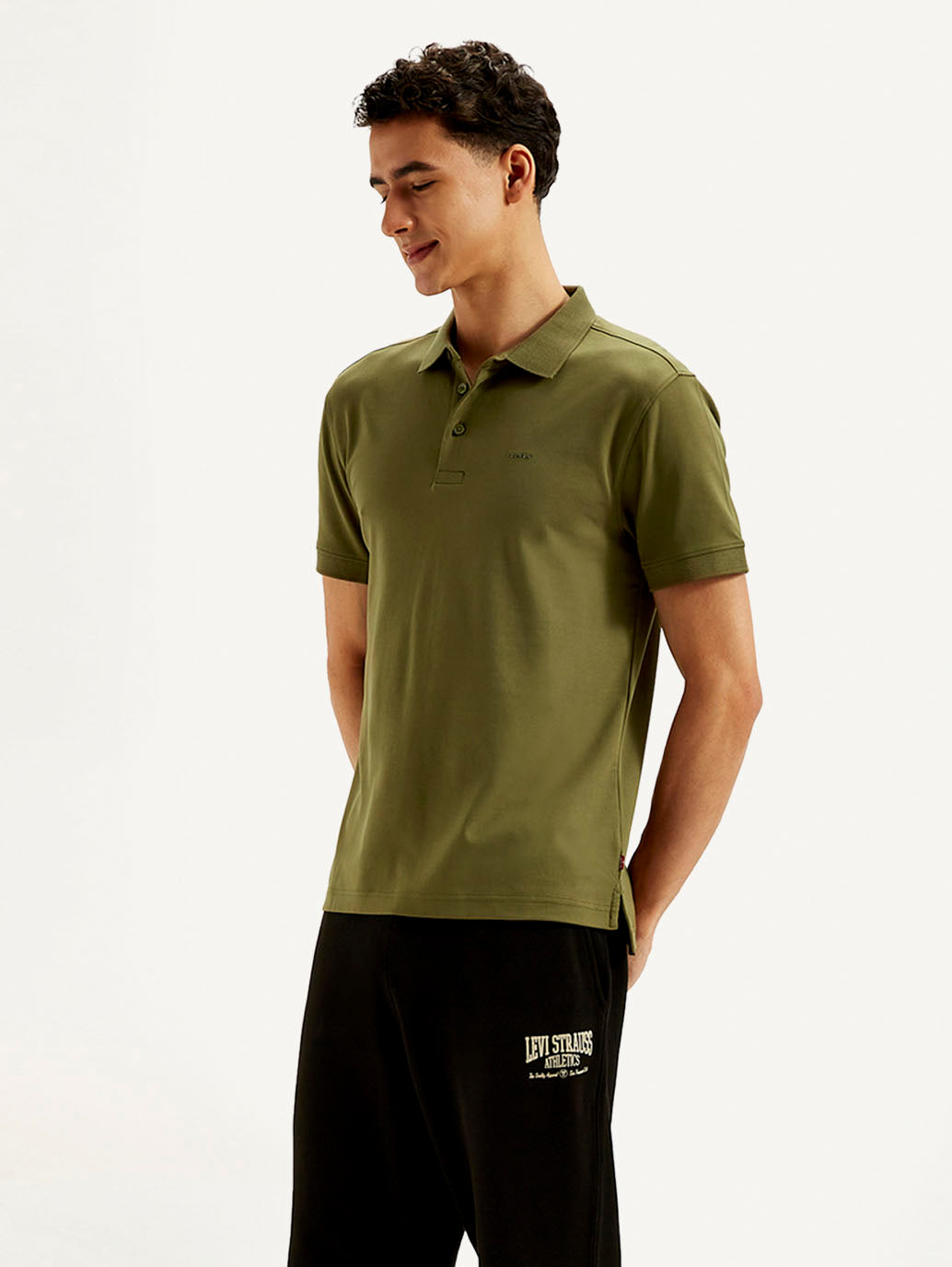 Men's Solid Slim Fit Polo T-shirt - Side View