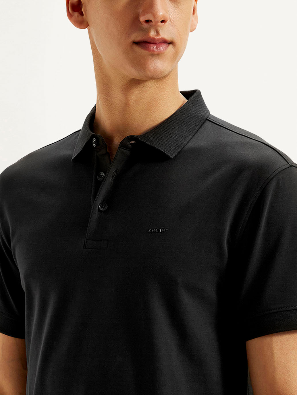 Men's Solid Slim Fit Polo T-shirt - Detail View