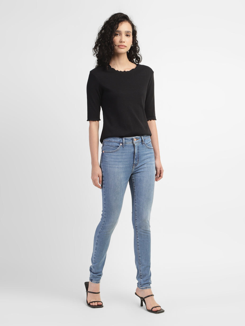 Women's Blue Skinny Fit Mid Rise Jeans