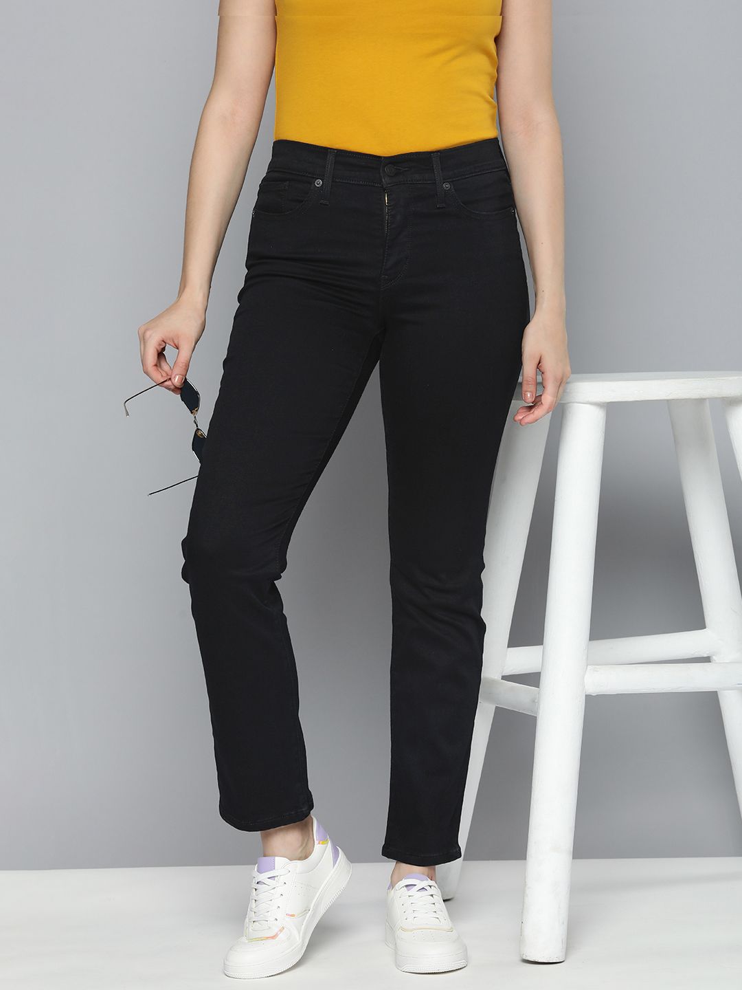 Women's 314 Black Straight Fit High Rise Jeans