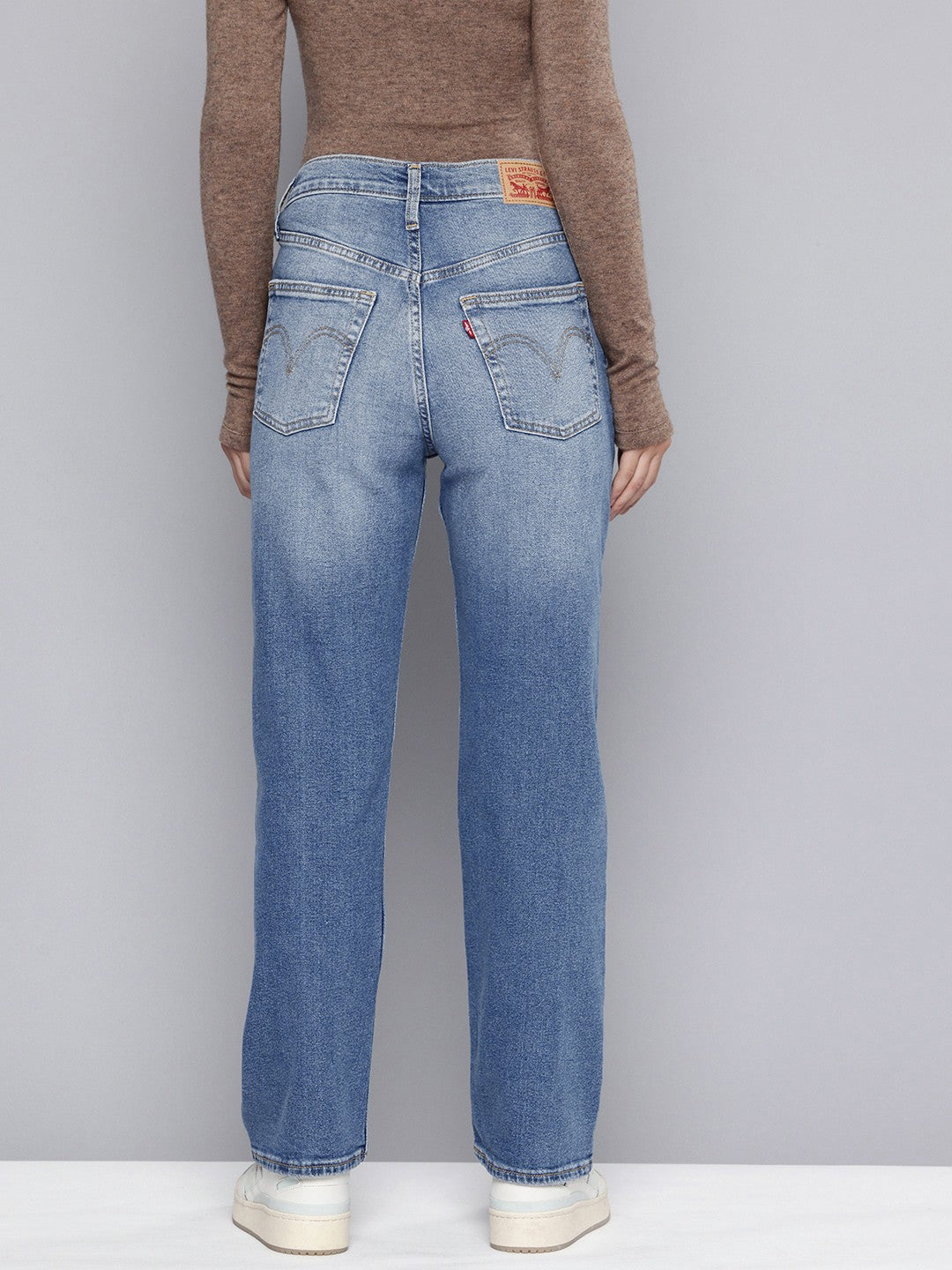 Women's Blue Ribcage Straight Fit High Rise Jeans - 78783603-4cd4-49b6-b76b-a1eb32b0a2921739526833389-Womens-High-Rise-Ribcage-Slim-Straight-Fit-Blue-Jeans-439173-3 View