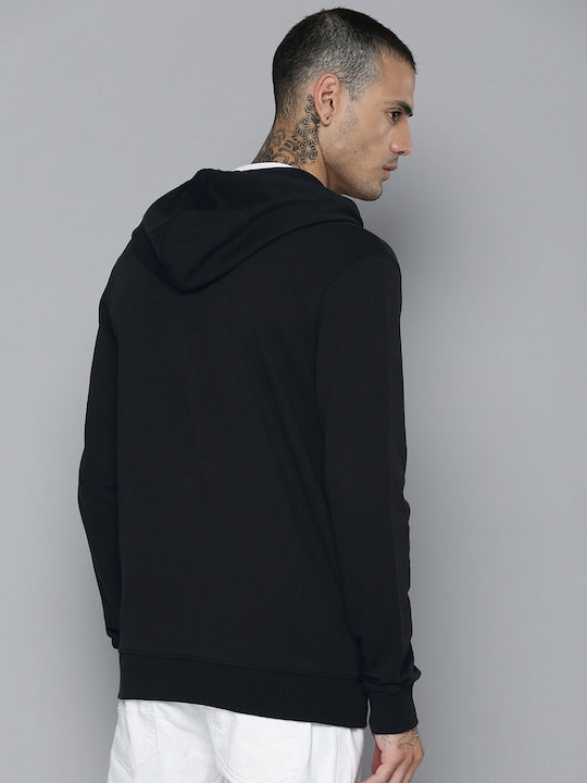 Men's Solid Black Hooded Sweatshirt