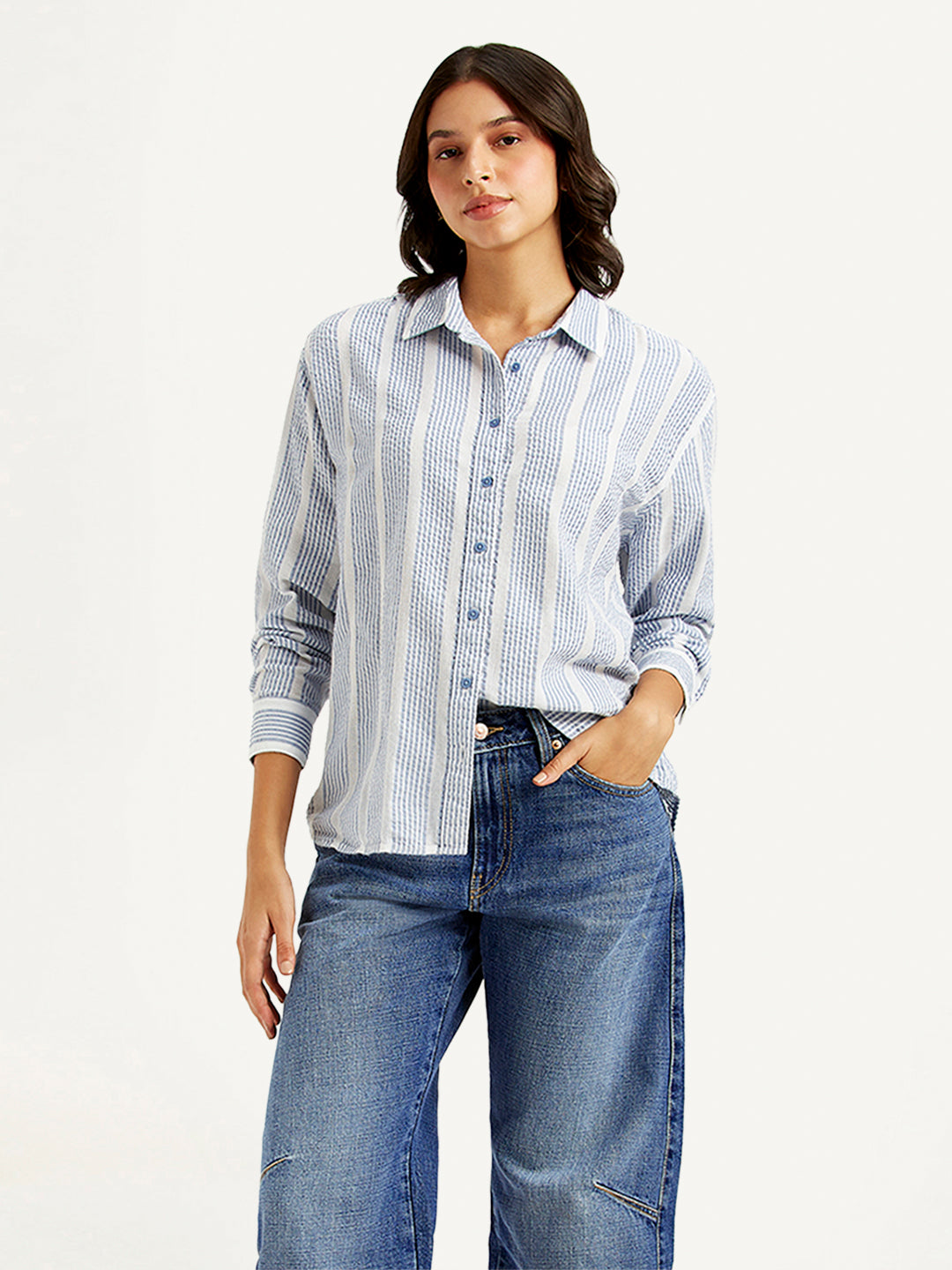 Women's Striped Relaxed Fit Shirt - 78c9076a27ea50c0b66ecf8fc73f3f73 View