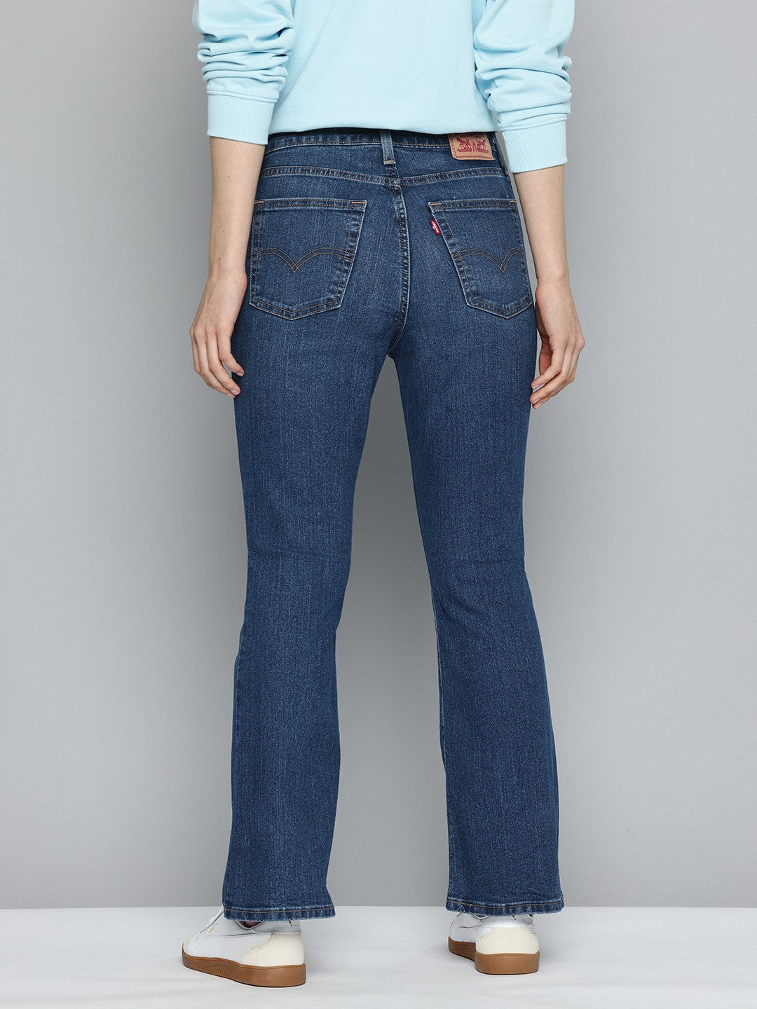 Women's 725 Blue Bootcut Fit High Rise Jeans - 78db875f-b73b-44eb-9ce3-c8c9fafcaf301737538493927-Womens-High-Rise-725-Slim-Bootcut-Fit-Blue-Jeans-15817375384-3 View