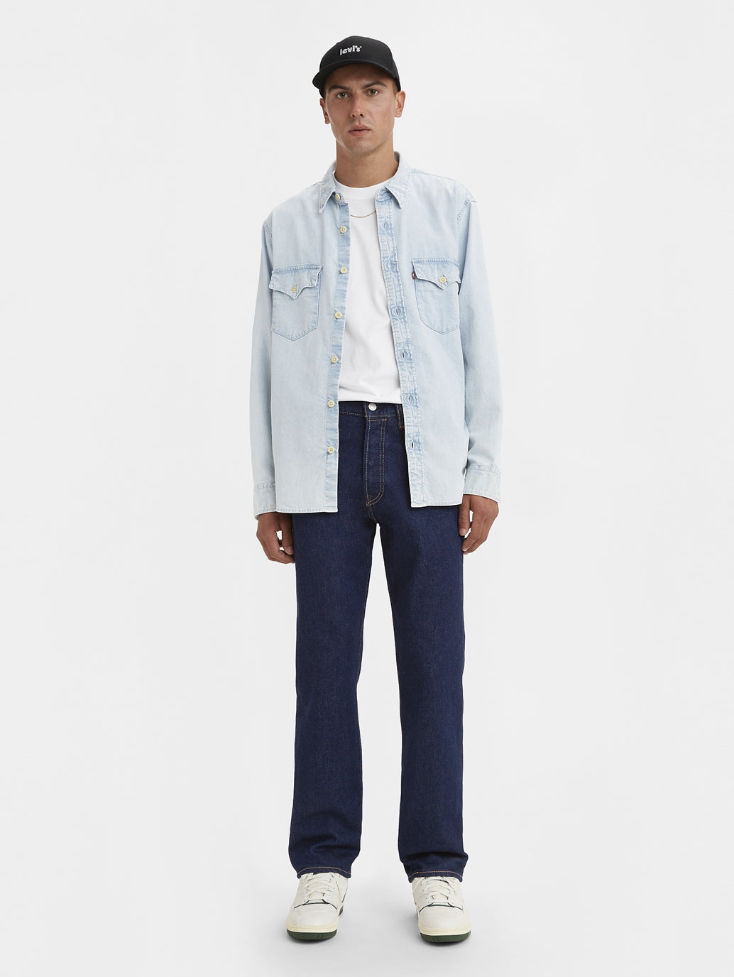 Men's 501 Blue Straight Fit Mid Rise Jeans