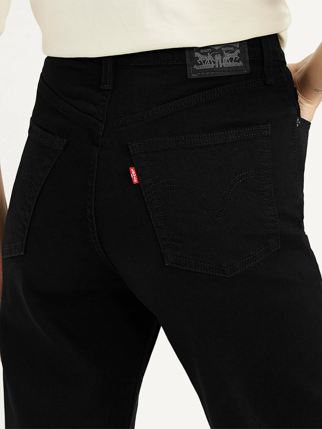 Women's Black Ribcage Straight Fit High Rise Jeans - 7b9f82568b06380c2f6bdfcceb4a2534 View
