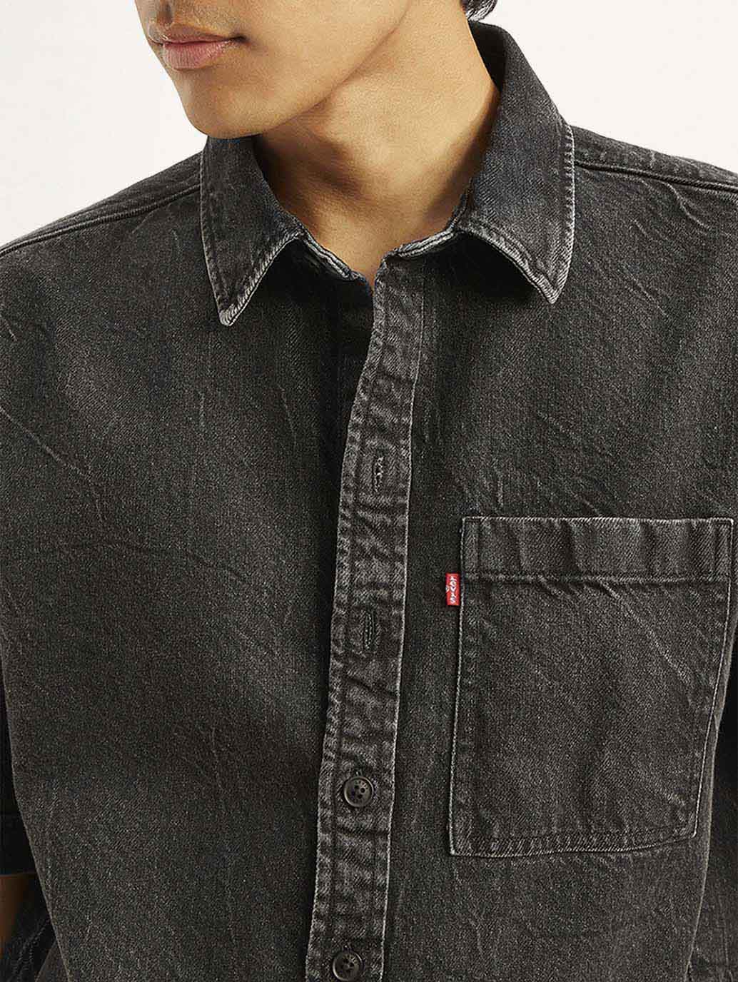 Men's Solid Relaxed Fit Denim Overshirt - 7d73b59b2172dcc4b7bf5f56baad7d41 View