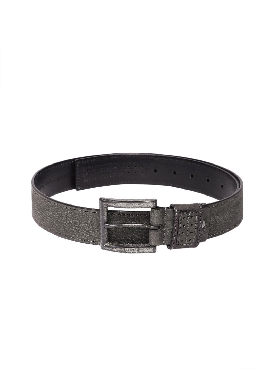 Men's Grey Textured Belt - 7e1f27f2-9693-432a-85af-3e46551ca1cf1742202143428-Men-Textured-Leather-Belt-81742202143261-1 View