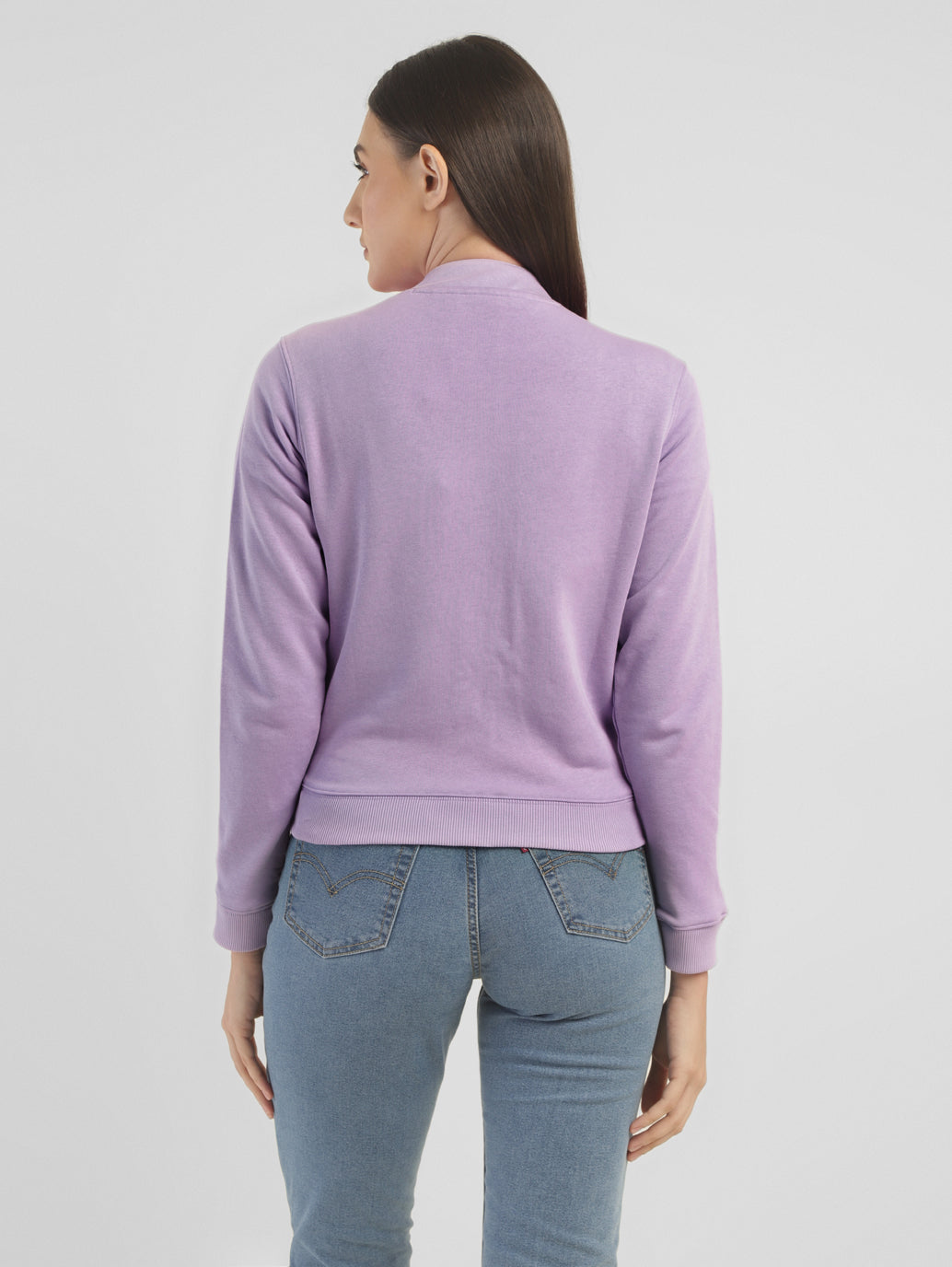 Women's Printed Purple Crew Neck Sweatshirt - 8a61a5ed-b5df-4543-b0a4-2305f63bdf42 View